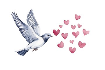 Fototapeta premium Valentine's day love birds in watercolor style heartfelt art romantic atmosphere