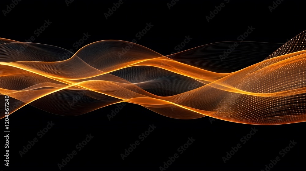 Poster dynamic wave patterns abstract design digital art black background high contrast visual flow concept