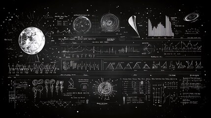 A blackboard filled with complex equations background