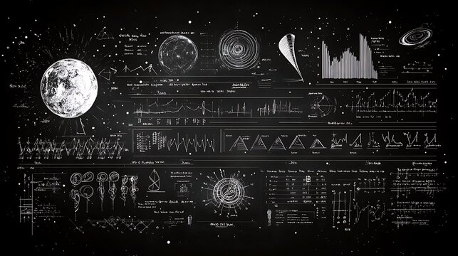A blackboard filled with complex equations background - Powered by Adobe