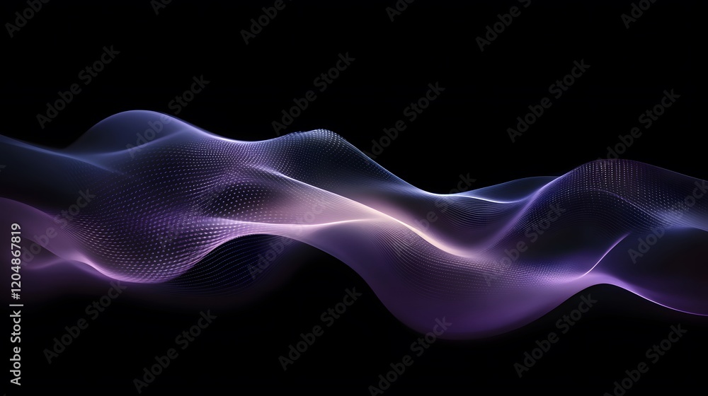 Aufkleber dynamic flow of abstract waves in dark space digital art minimalist design futuristic concept