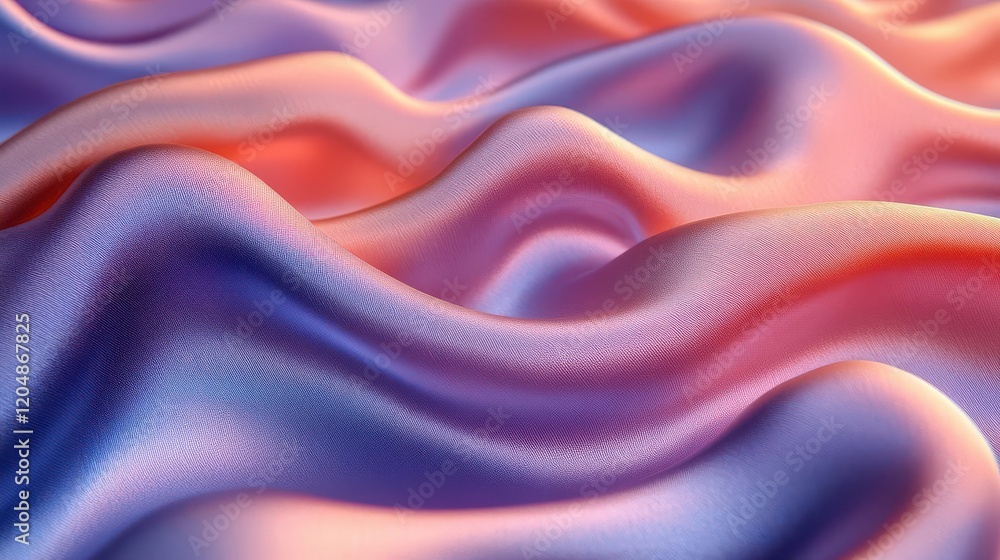 Aufkleber a vibrant, abstract depiction of flowing fabric with waves of pink and purple hues, creating a dynam
