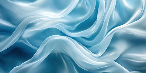 A closeup of light blue silk fabric in wavy texture
