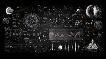 A blackboard filled with complex equations background