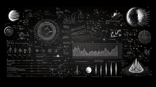 A blackboard filled with complex equations background