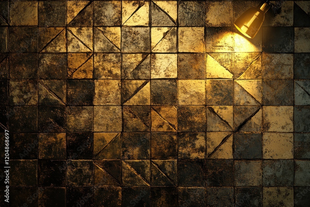Poster clean tiled wall background with warm lighting, featuring texture and pattern interplay, perfect for