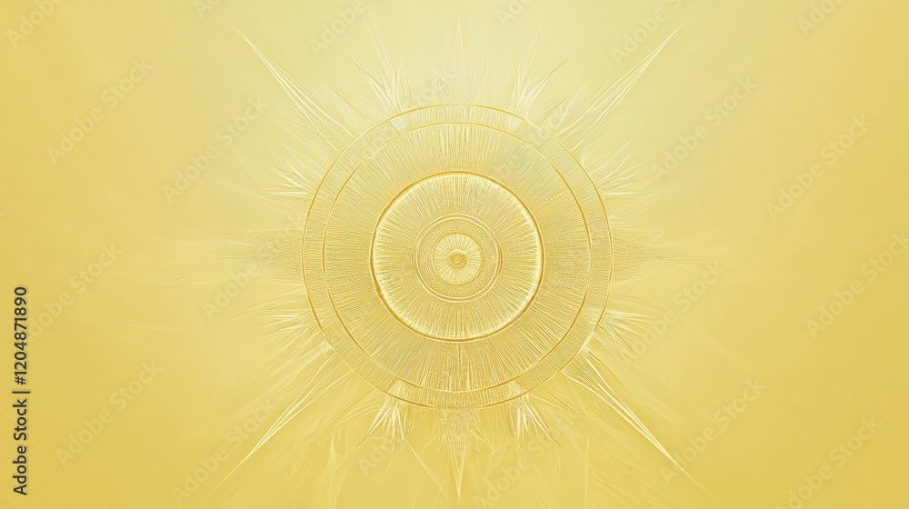 Aufkleber bright golden sun design with radiating patterns on a minimalist background during daylight. generat