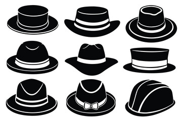 Vintage Western cowboy Hat Silhouette vector illustration