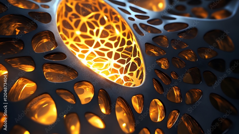 Poster illuminating organic patterns abstract art digital environment close-up view conceptual design for v