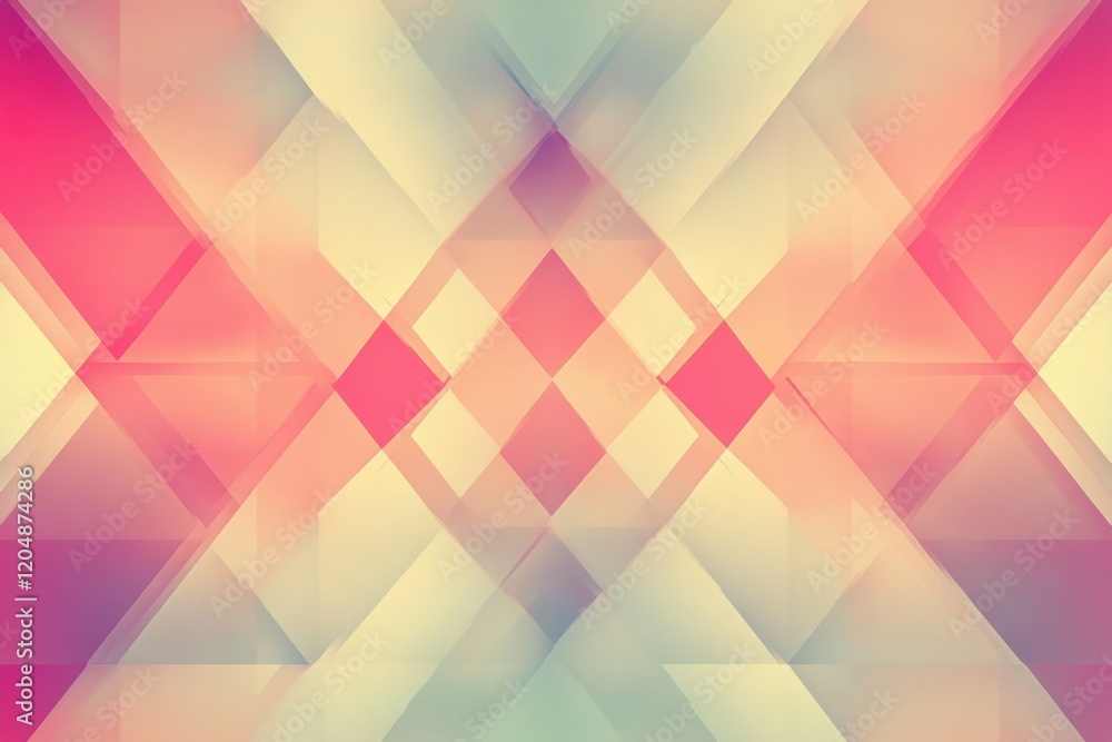 Poster abstract geometric design features vibrant pink and pastel shades creating a modern artistic composi