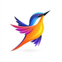 Obraz premium Colorful hummingbird vector illustration on white background