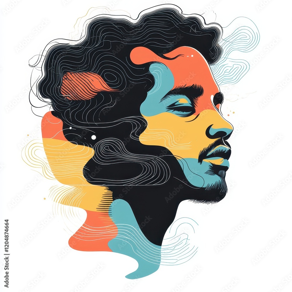 Poster man with a beard and stylish beardcut posing for a portrait