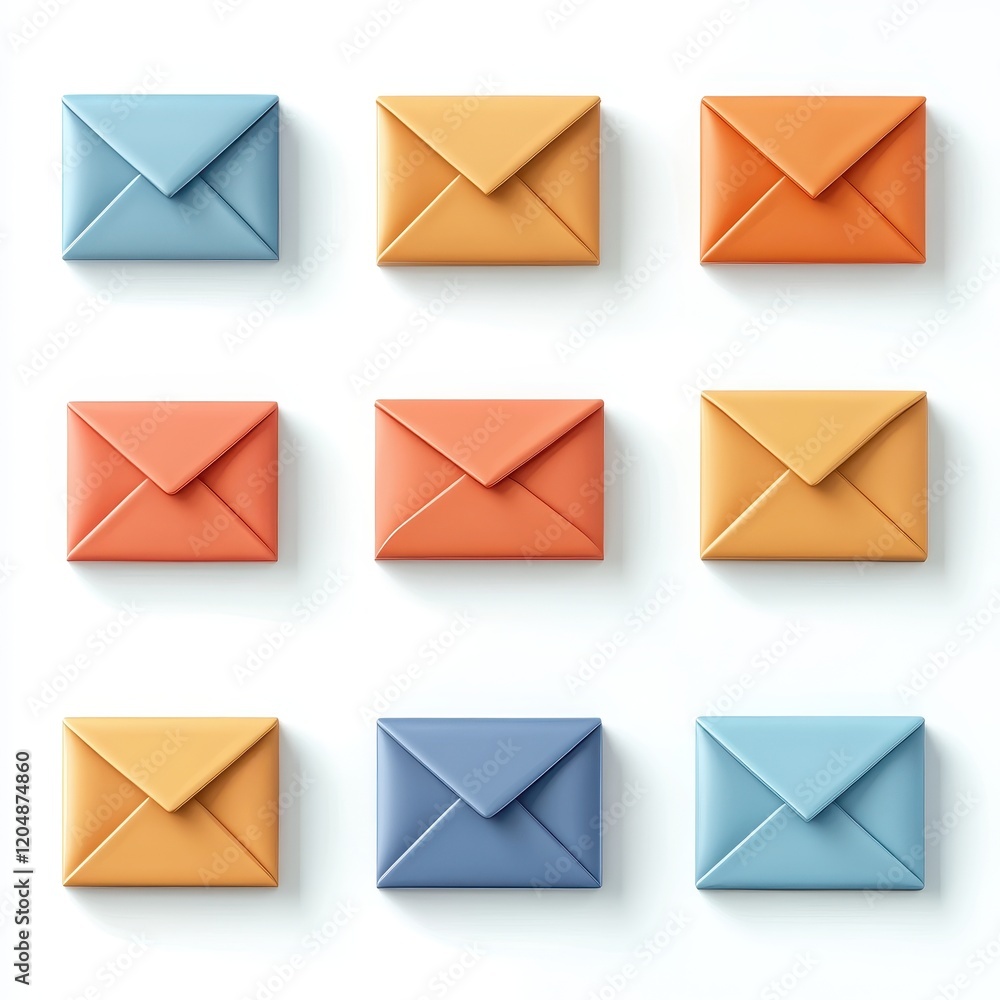 Aufkleber set of colorful envelopes with coordinating paper in various sizes