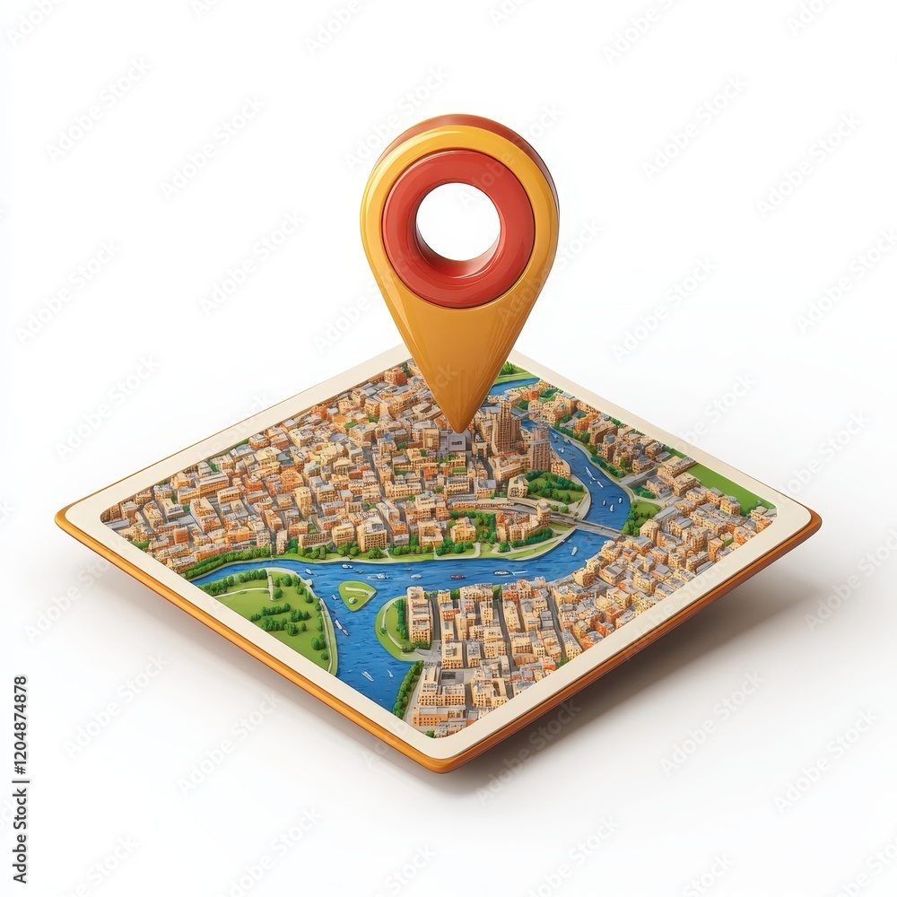 Poster map with a location pin indicating a specific destination or place
