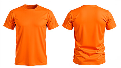 Blank T Shirt with Yellow and Orange Color Template Front and Back View on White Background. Ready For T-shirt Mockup. HD and High-Quality New Free Premium Mockup