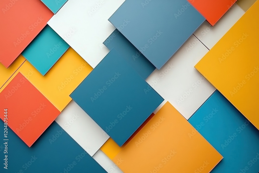Fototapete Colorful arrangement of geometric shapes and rectangles on a flat surface showcasing artistic design elements. Generative AI
