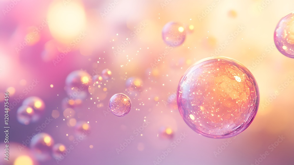 Poster bubbles floating in a colorful background nature scene abstract art soft focus dreamy concept