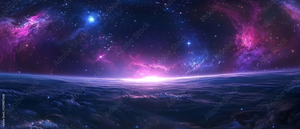 Poster enchanting 360-degree equirectangular projection of a nebula