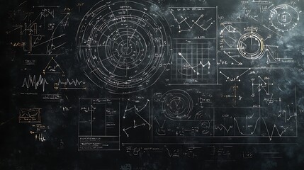 A blackboard filled with complex equations background