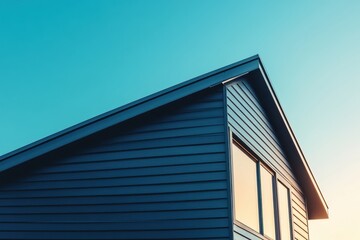 Elegant Modern Architecture Against a Clear Blue Sky &ndash; A Serene Background Perfect for Creative Projects and Digital Compositions