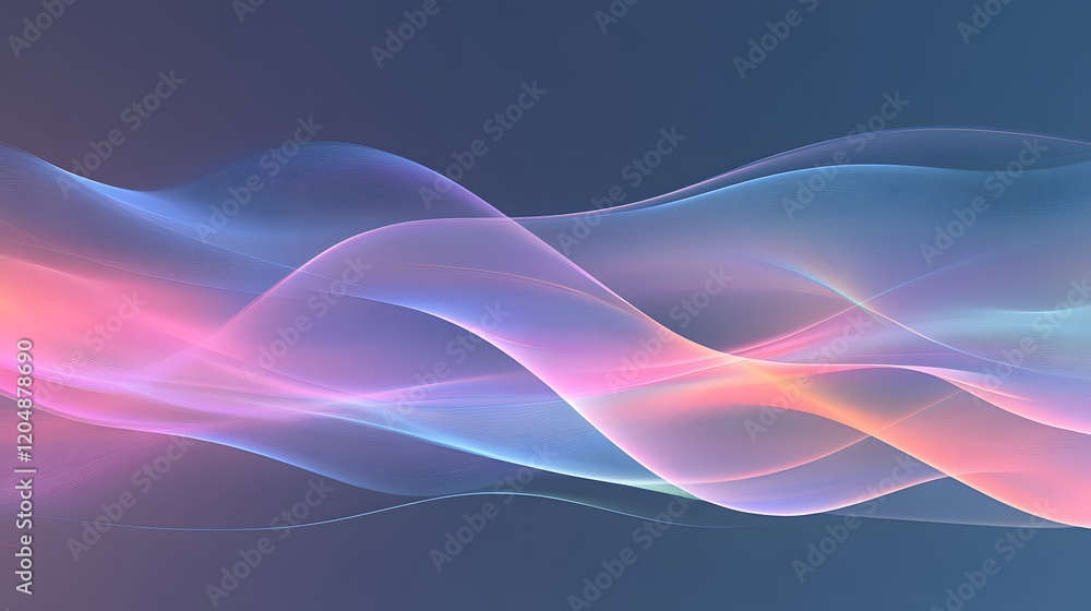 Poster dynamic abstract waves in soft colors digital art visual design modern environment artistic perspect