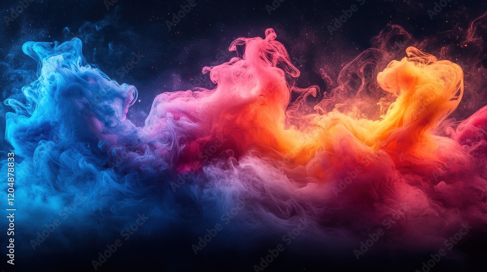 Aufkleber a vibrant display of swirling blue and orange smoke, creating an ethereal and dynamic visual effect 