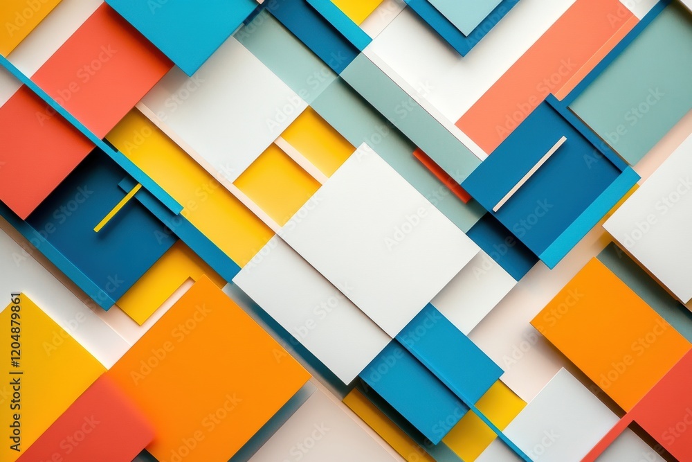 Fototapete colorful geometric pattern with overlapping shapes and vibrant hues creating a modern artistic backd