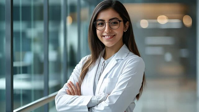 A young woman researcher explores the applications of artificial intelligence in the healthcare industry, transforming diagnostics and treatment