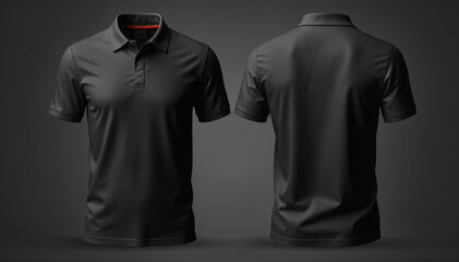 Black Polo - Shirt Mockup for Product Design - T-shirt Template for Logo Placement and Branding - Template for Company Shirt and Work Clothing - Presentation Background for Corporate Identity