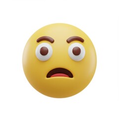 Fototapeta premium Emoji is surprised and scared 3D Icon isolated on white background