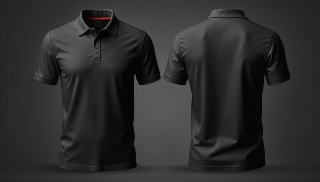 Black Polo - Shirt Mockup for Product Design - T-shirt Template for Logo Placement and Branding - Template for Company Shirt and Work Clothing - Presentation Background for Corporate Identity