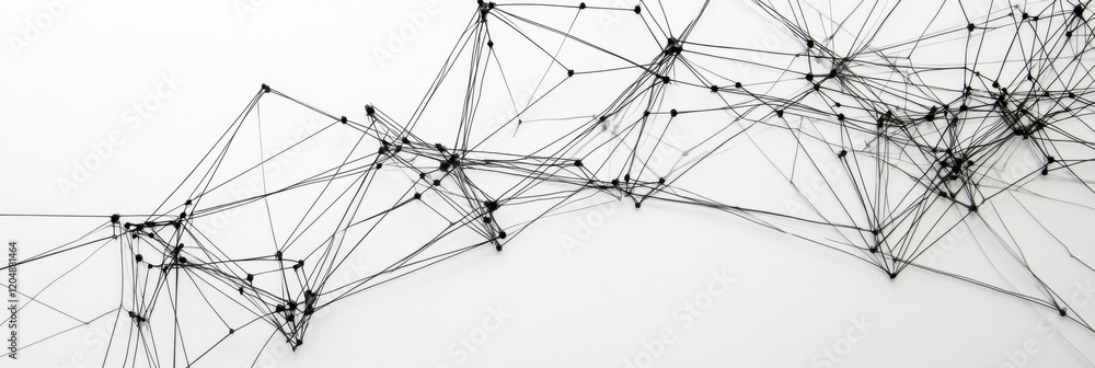 Poster Complex network of interconnected lines demonstrating concepts of technology and design in a minimalistic style. Generative AI