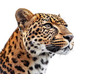 Portrait leopard isolated on transparent background