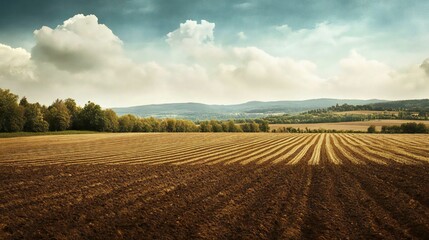 Plowed Field Under a Cloudy Sky