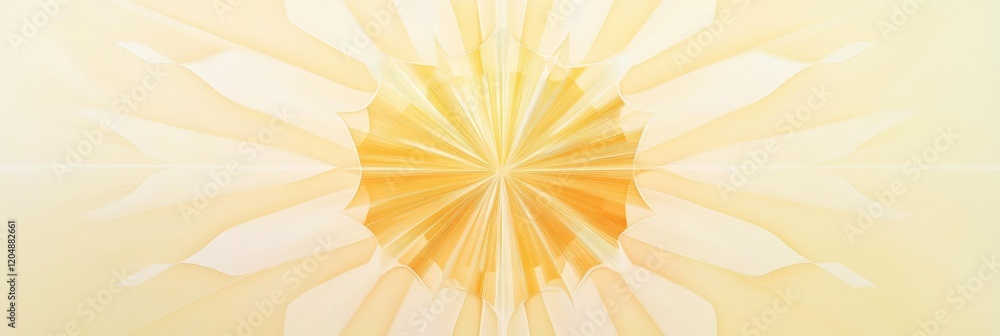 Poster bright sunburst pattern radiating warm yellow tones in a calming artistic design at midday. generati