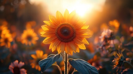 Golden Hour Sunflower: A Field of Dreams at Sunset