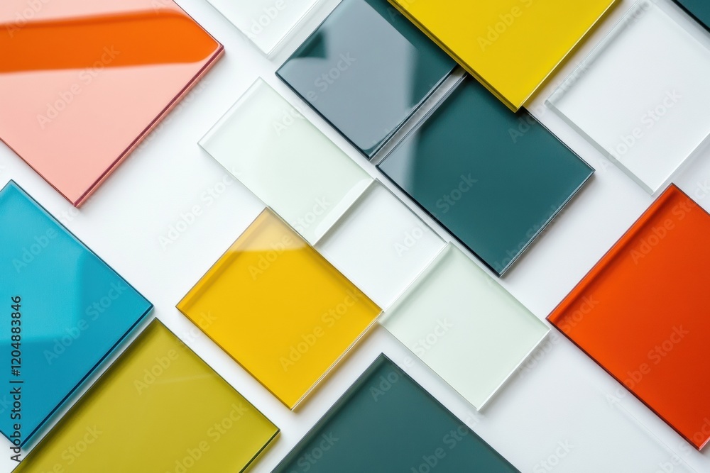 Aufkleber colorful glass tiles arranged in an artistic pattern on a white background showcasing vibrant hues a