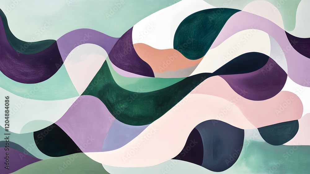Poster abstract wave patterns digital art contemporary design soft color palette artistic composition