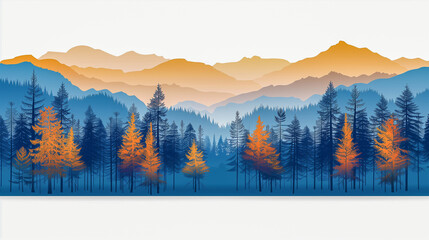 Obraz premium Layered Mountain Landscape with Vibrant Autumn Trees..