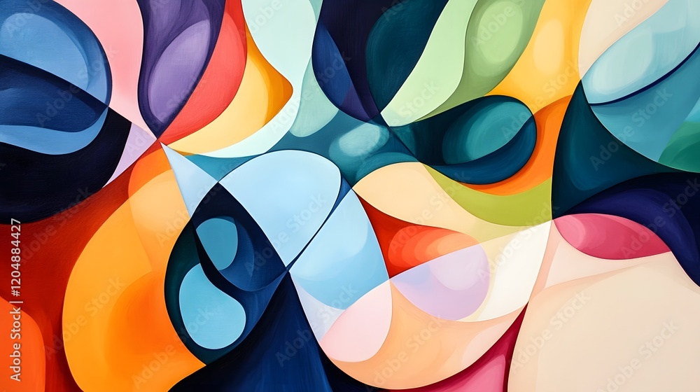 Poster dynamic abstract art composition gallery space visual artwork vibrant colors eye-level view modern a