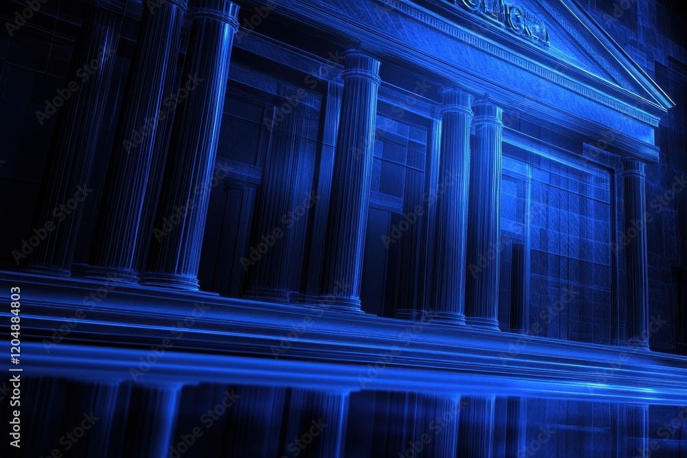 Aufkleber intricate rippled glass texture with a stunning blue background capturing the essence of modern arch