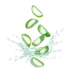 Aloe vera gel, aloevera juice splash isolated on transparent background.