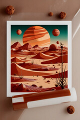 Martian landscape isolated on transparent background