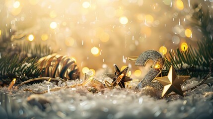 Fototapeta premium Happy 2025 New Year. Vibrant and colorful background design for celebrating the arrival of 2025. Festive elements, fireworks and shining lights create a joyful atmosphere for the new year.