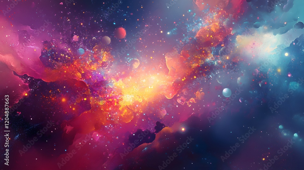 Aufkleber cosmic explosion of color outer space digital art nebula environment stunning viewpoint abstract con