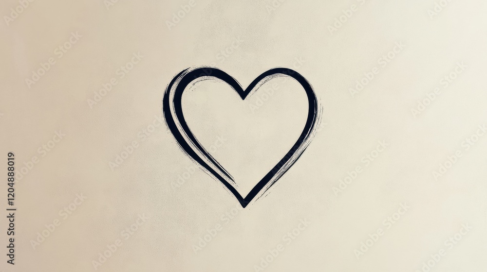 Poster artistic drawing of a simple heart shape on a textured background. generative ai