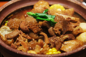 Ngau zap hot pot. Cantonese food made of beef entrails
