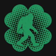 Bigfoot Shamrock Happy Saint Patrick's Day T Shirt Design