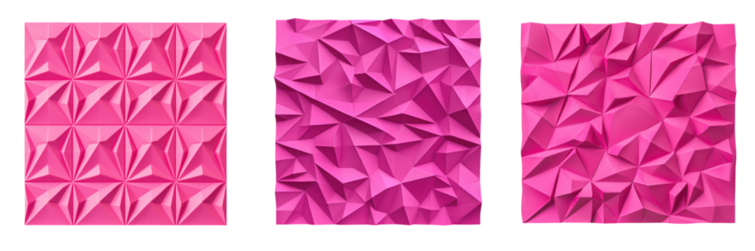 Vibrant pink geometric abstract polygon background with a faceted crystal prism pattern design  Minimalist low poly and futuristic visual style with a dynamic and contemporary look - Powered by Adobe