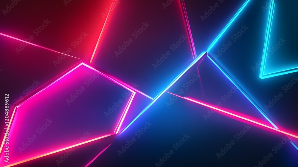 Poster dynamic neon light patterns digital art abstract visuals dark background modern aesthetic